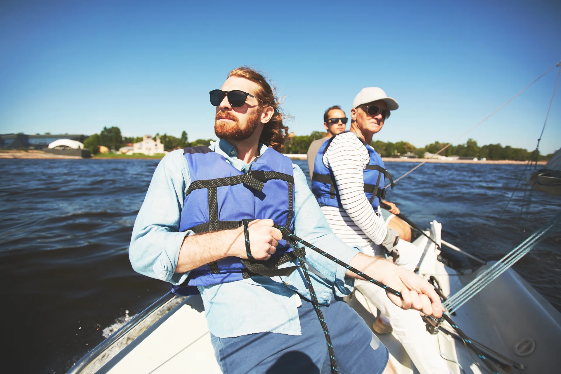 crew on a sports boat