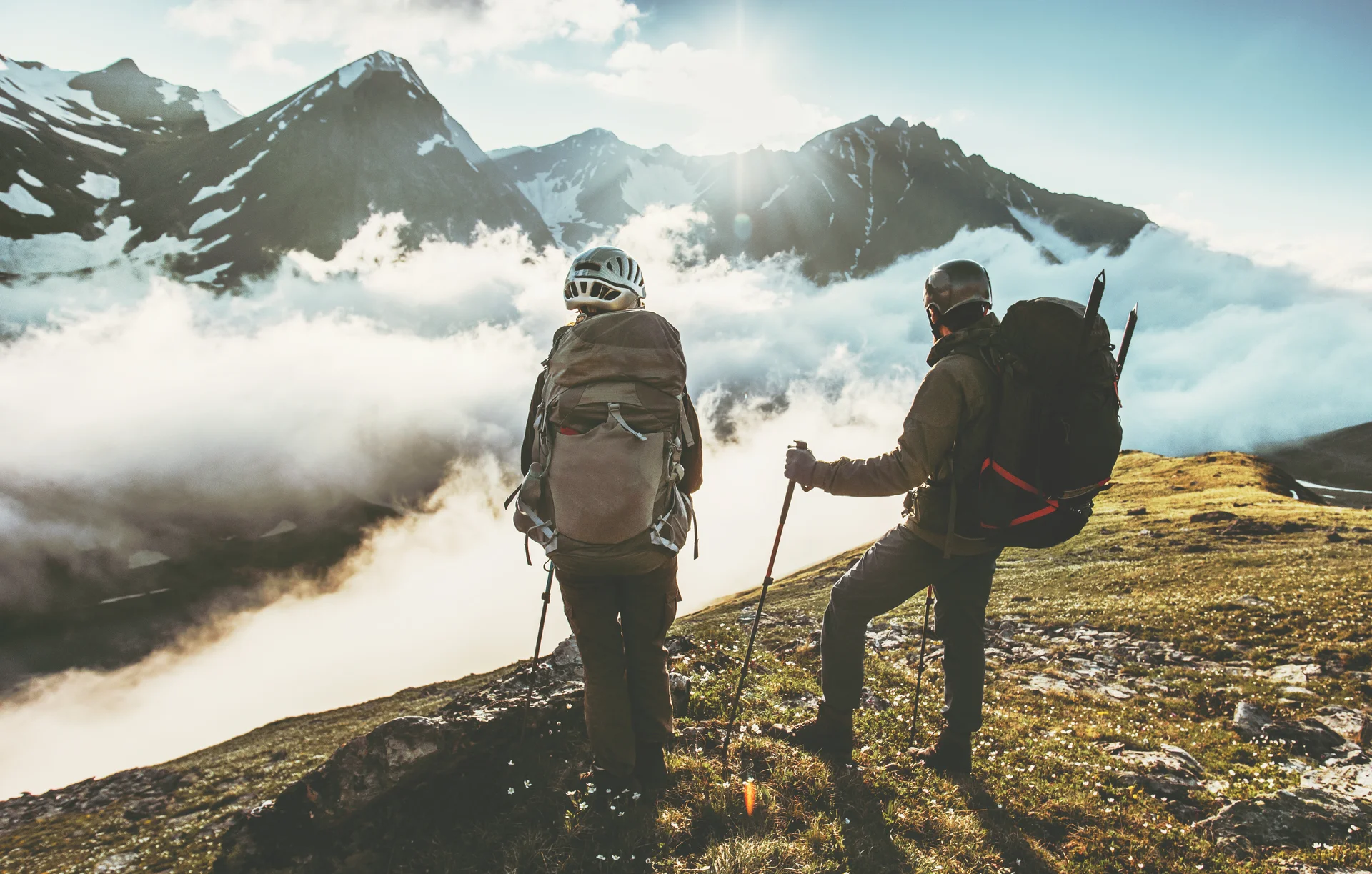 hiking in the mountains